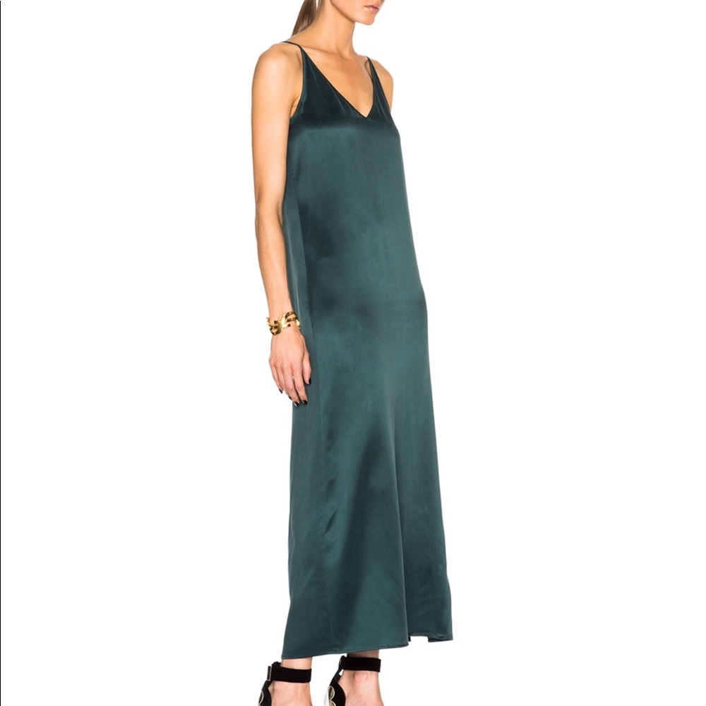 Equipment Racquel green silk slip dress